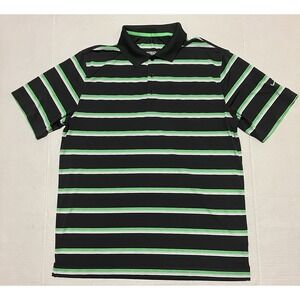 Nike Golf Polo Shirt Men's‎ Large Tour Performance Green Dri Fit Striped Sports